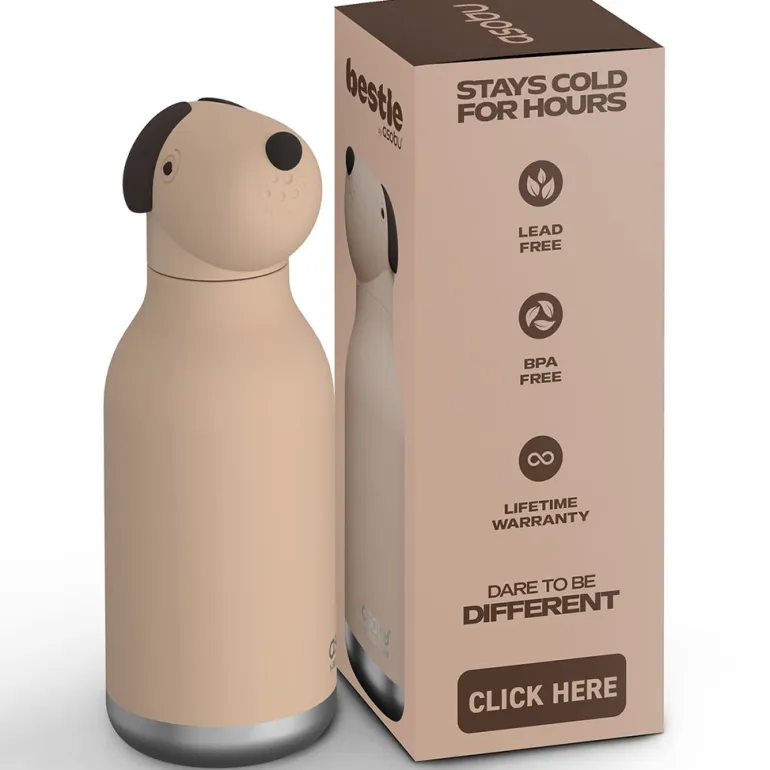 Asobu Bestie Animal Thermal Water Bottle, 460 ml - Brown Dog