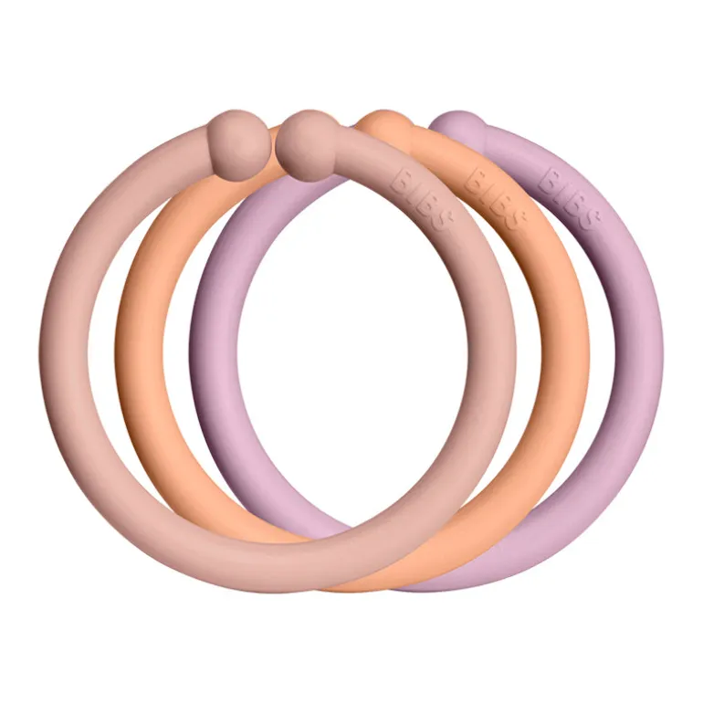 Bibs Loops, Set of 12 Multi-Colored Rings - Blush/Peach/Dusky Lilac