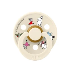 Bibs Natural Rubber Pacifier, 2-Pack, Size 2 - Moomin - Ivory Mix