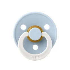 Bibs Pacifier, Natural Rubber, Size 2 – Baby Blue GLOW