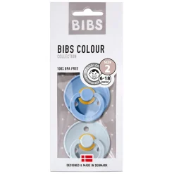 Bibs Pacifier 2-Pack, Natural Rubber Size 2 - Sky Blue/Baby Blue