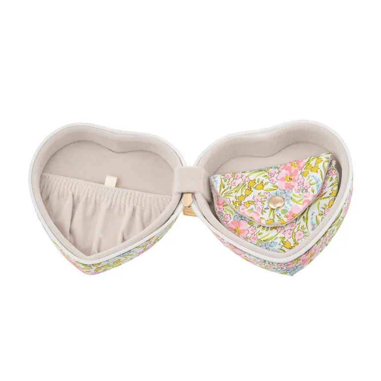 Bon Dep Jewelry Case with Liberty print, heart – Swirling Petals Pink