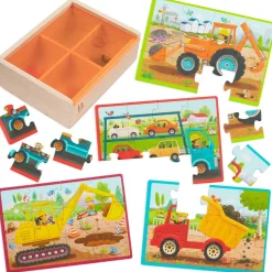 B Toys Puzzle, 4-in-1 - Construction Vehicles