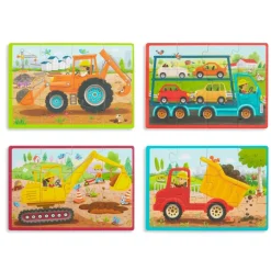 B Toys Puzzle, 4-in-1 - Construction Vehicles