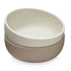 Cam Cam Deep Plate Set, 2-Pack, Flower Bowls - Earth Mix