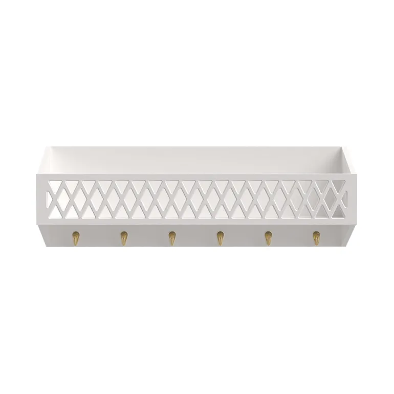 Cam Cam Harlequin hylde med kroge - White