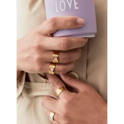 Design Letters Love Ring, Gold - Nude - Size 50-56