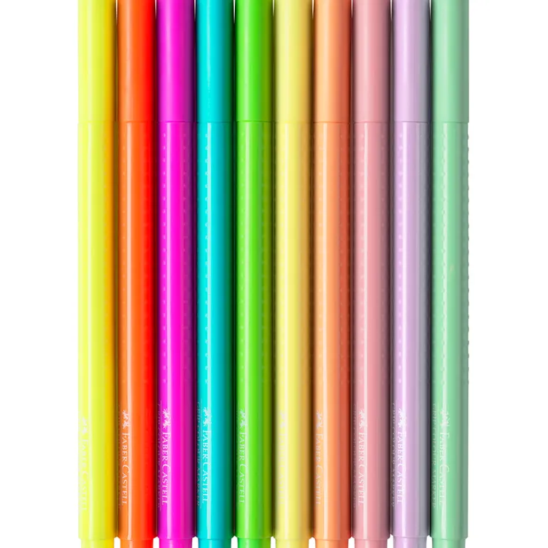 Faber-Castell Grip Markers, Neon and Pastel - Set of 10 Pieces