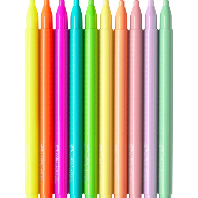 Faber-Castell Grip Markers, Neon and Pastel - Set of 10 Pieces