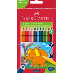 Faber-Castell, 12 Triangular Jumbo Colour Pencils with Extra Broad Tip