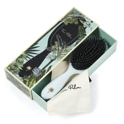 Fan Palm Hairbrush, Maldives - Medium Light Blue Glitter