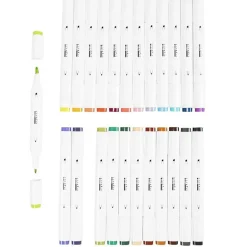Illustration Marker, Dual Tip, 1mm & 8mm Lines, Set of 24 – Supplementary Colours