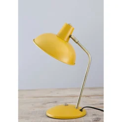 Leitmotiv Hood Table Lamp in Metal, Matte Curry Yellow Finish