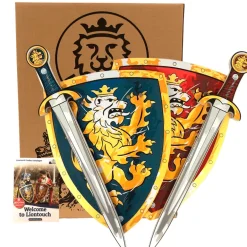 Liontouch Knight Set for Two, Blue and Red Shield and Sword, Lion