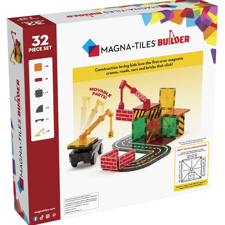 Magna-Tiles Builder, Magnetic Building Set with 32 Pieces