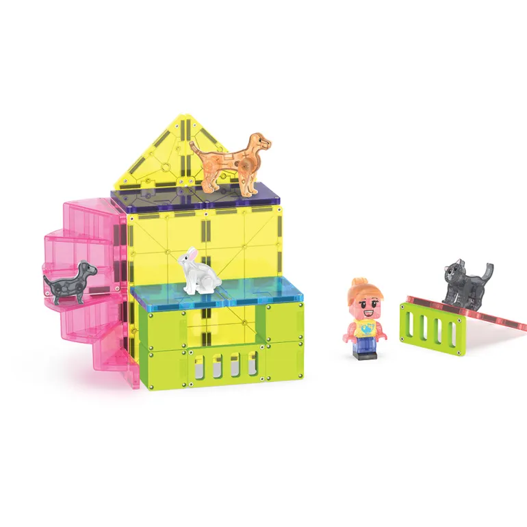 Magna-Tiles Magnetic Building Set, Pet Playland - 50 Pieces