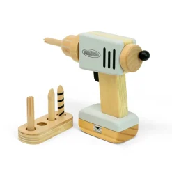 MaMaMeMo Tool, Wooden Drill with 4 Detachable Bits and Battery