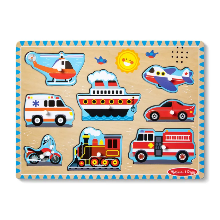 Melissa & Doug Sound Puzzle, Vehicles - 8 Pieces