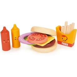 Mentari Wooden Play Food – Large Burger Set
