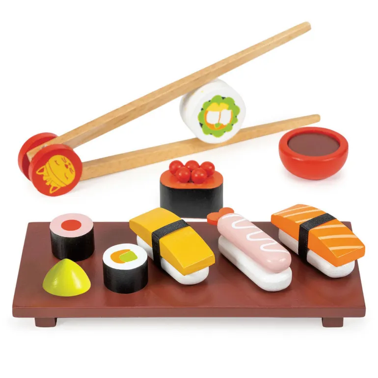 Mentari Wooden Play Food, Sushi Set with 11 Pieces