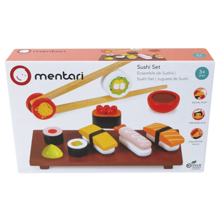 Mentari Wooden Play Food, Sushi Set with 11 Pieces