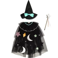Meri Meri Costume, Witch Outfit with Hat and Wand - Ages 3-6 Years