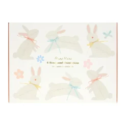 Meri Meri Easter, Honeycomb Decorations – Pom Pom Bunnies – 6 Pack