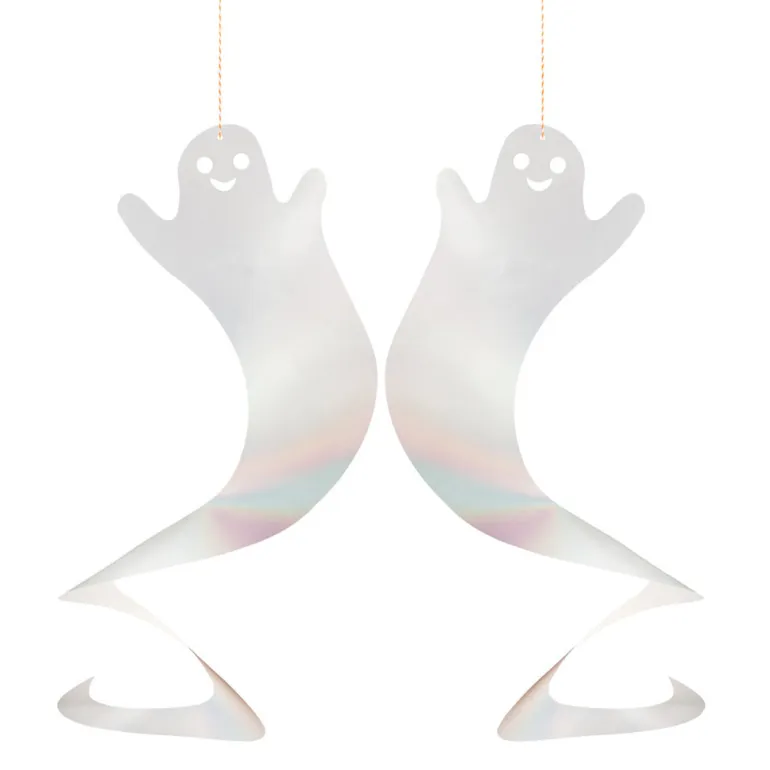 Meri Meri Halloween Decorations, Spinning Ghost - Set of 10