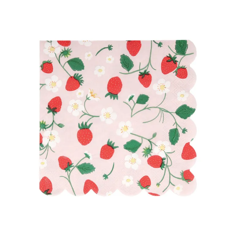 Meri Meri Large Napkins, Strawberry – Set of 16