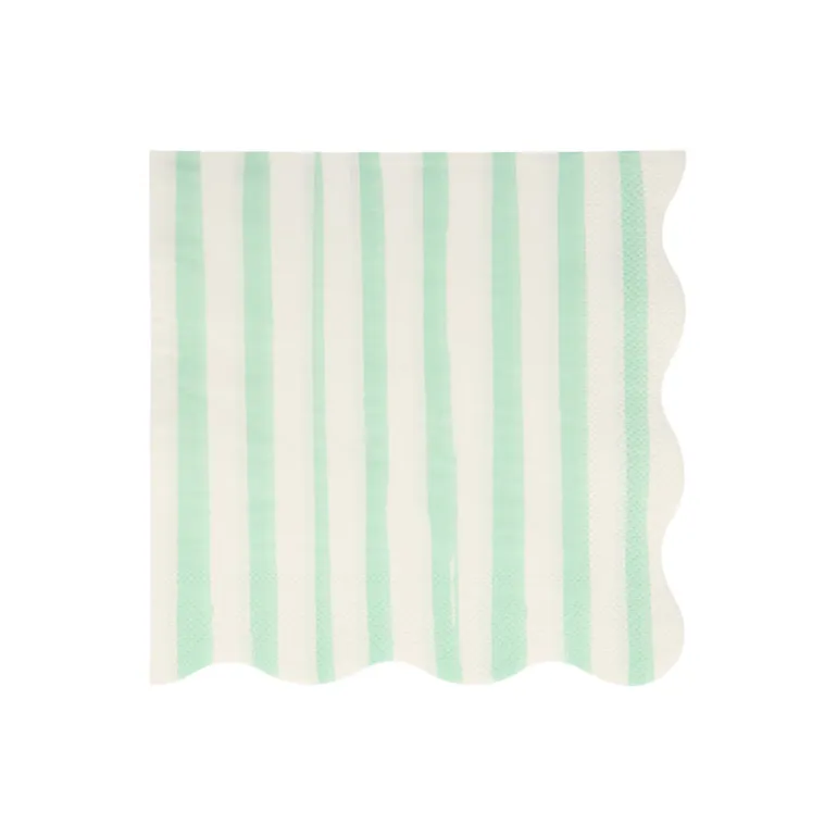 Meri Meri Napkins Size L, Mint Stripe - 16 pcs.