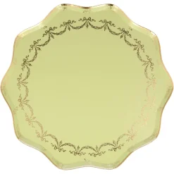 Meri Meri Paper Plates, Ladurée Paris, Pack of 8, Size L – Yellow with Gold Detailing