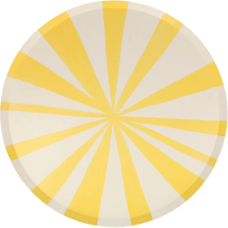 Meri Meri Paper Plates Size L, Yellow Stripe - Set of 8.