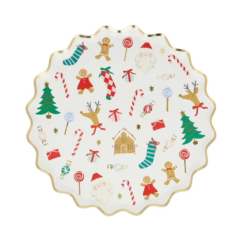 Meri Meri Paper Plates Size S, Jolly Christmas, Christmas Motifs – Pack of 8