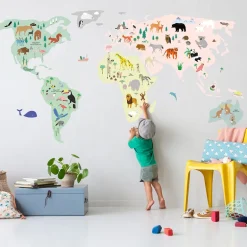 Mimi Lou Wall Sticker, Giant World Map