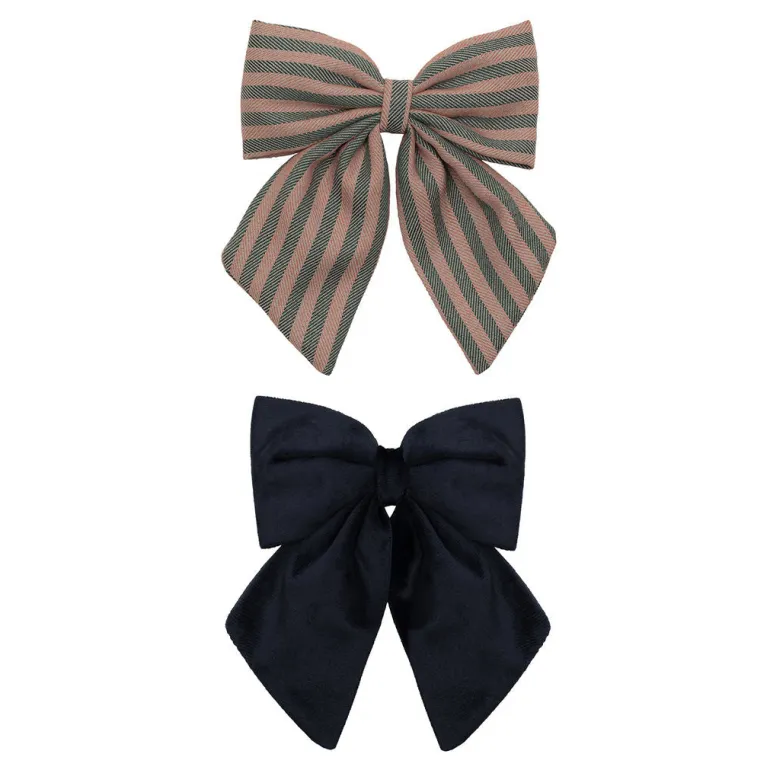 Mimi & Lula Hair Accessories, 2 Hair Bows - Stripe Agnes Pony Pals