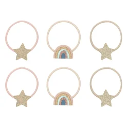 Mimi & Lula Hair Accessories, 6 Hair Ties - Rainbow & Star Celeste