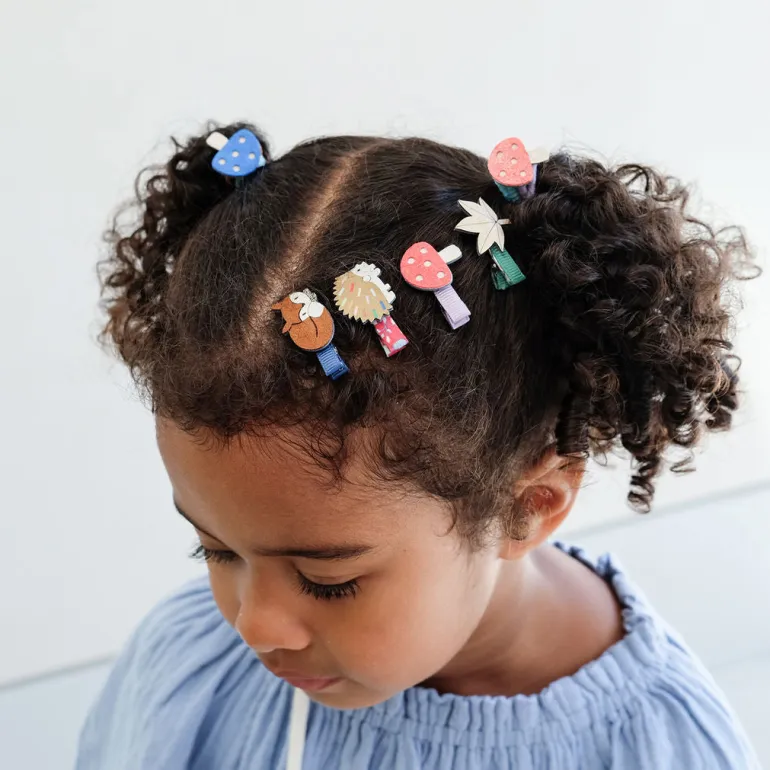 Mimi & Lula Hair Accessories, 8 Hair Clips - Mini Autumn Mushroom Village