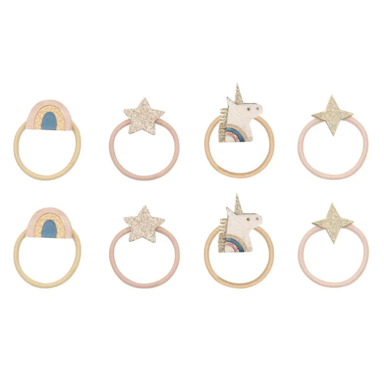 Mimi & Lula Hair Accessories, 8 Hair Ties - Mini Unicorn Celeste