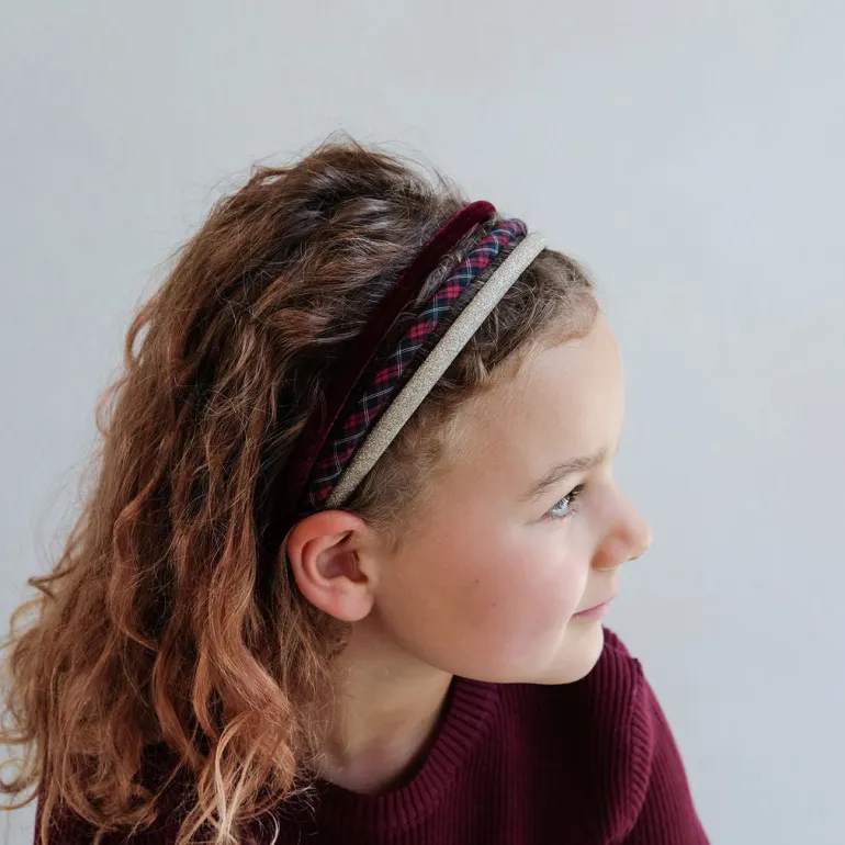Mimi & Lula – 3 Headbands – Red Tartan Pony Pals