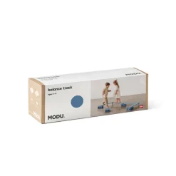 Modu Balance Track, Wooden Balance Beam with Foam Blocks, Activity Toy - Deep Blue / Sky Blue