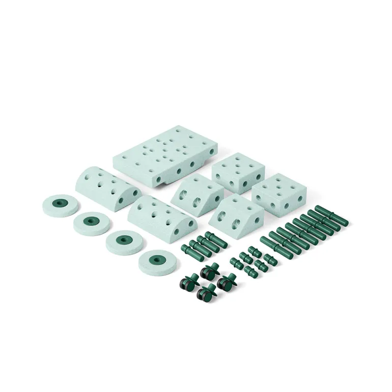 Modu Foam Building Toy, Dreamer Set, 34 Pieces - Ocean Mint/Forest Green