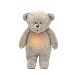 Moonie 2.0, Organic Humming Bear with Pink Noise and Nightlight – Grey
