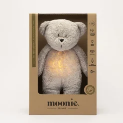 Moonie 2.0, Organic Humming Bear with Pink Noise and Nightlight – Grey