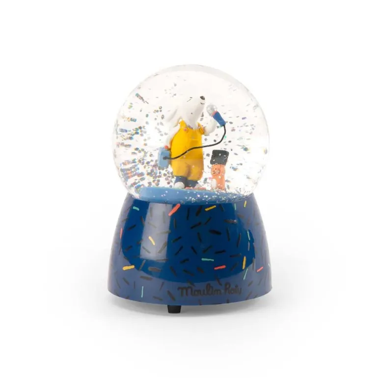 Moulin Roty Snow Globe with Music, Dog Pilou - Puce & Pilou