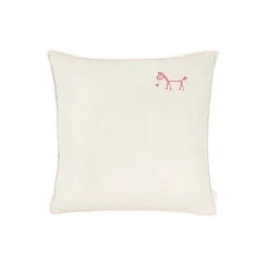 Nobodinoz Embroidered Cushion, 45 x 45 cm, Washed French Linen - Greige