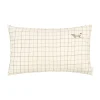 Nobodinoz Embroidered Pillow, 50 x 30 cm, Washed French Linen - Natural Grid