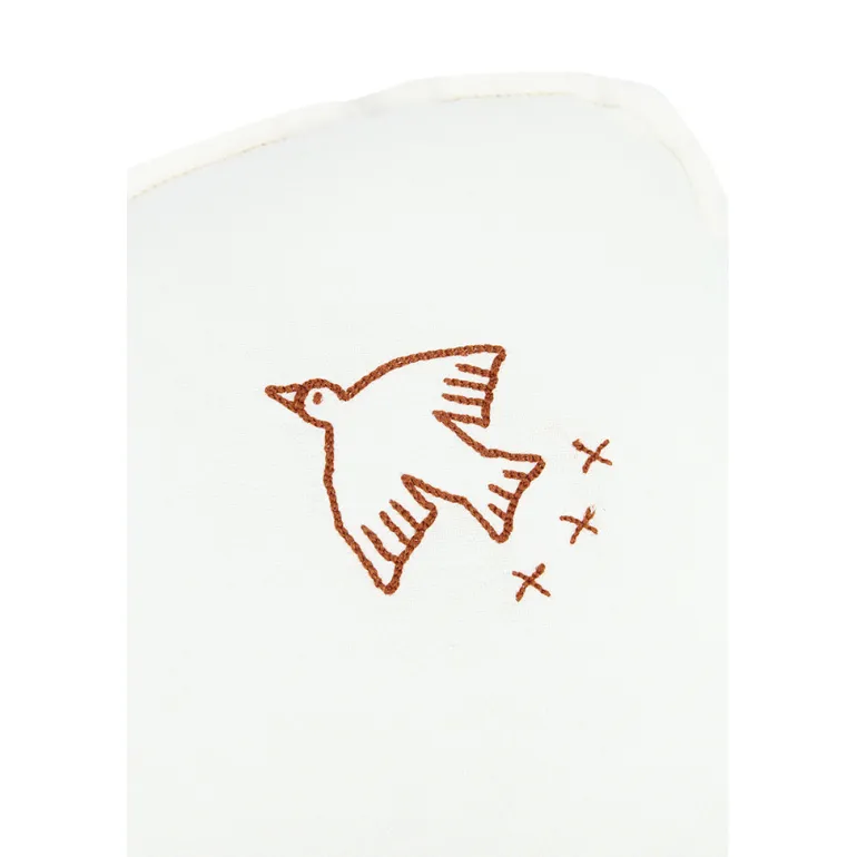 Nobodinoz Sky Pillow, Washed French Linen with Embroidered Birds – Off White