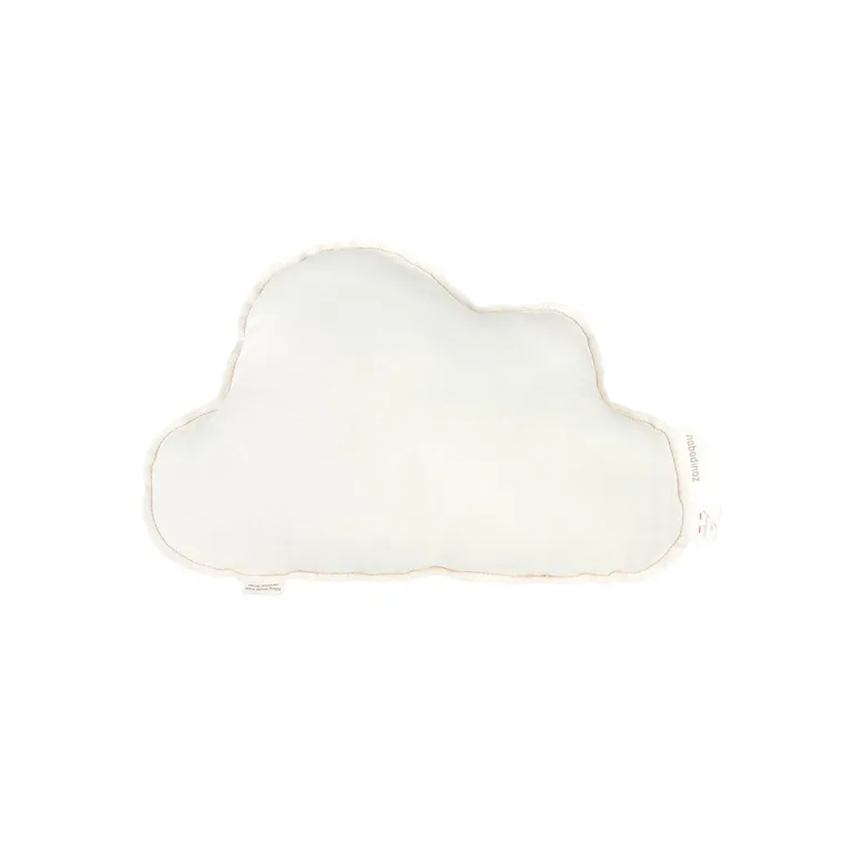 Nobodinoz Sky Pillow, Washed French Linen with Embroidered Birds – Off White