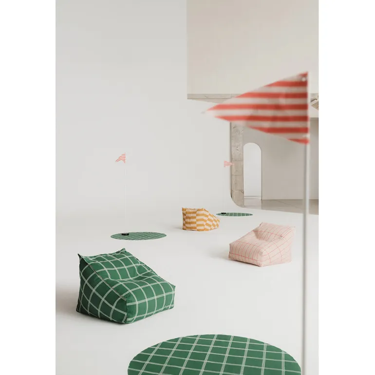 Nobodinoz Vibes armchair sækkestol, Green white windowpane