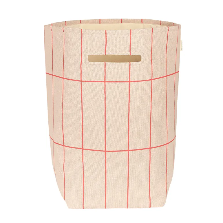 Nobodinoz Vibes Storage Basket, Large - Pink Red Grid